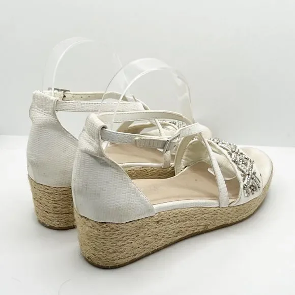 Next Cream Beaded Espadrille Wedge Strappy Sandals UK Size 4 - Picture 7 of 8